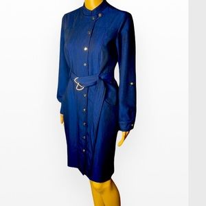 Calvin Klein Roll-Tab Sleeve navy Shirt Dress Sz 2